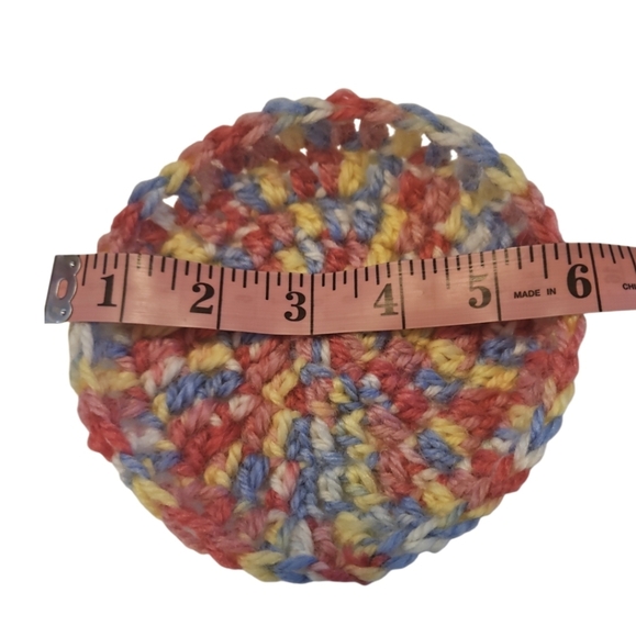 Wicker Basket with Blue Lining 4pc Set Crochet Coasters Spring colors Fabric Egg - Picture 5 of 17